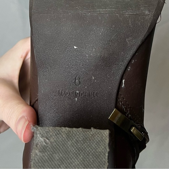 Lightly Used “Cushion Walk” Modern Chocolate Booties with High Heels - Picture 5 of 5